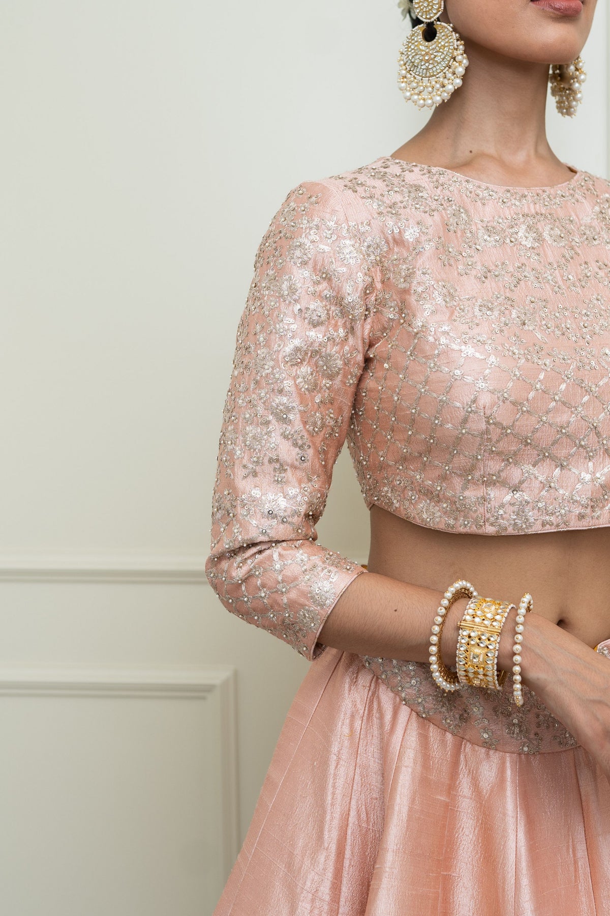 Pearl pink aafiyah lehenga set