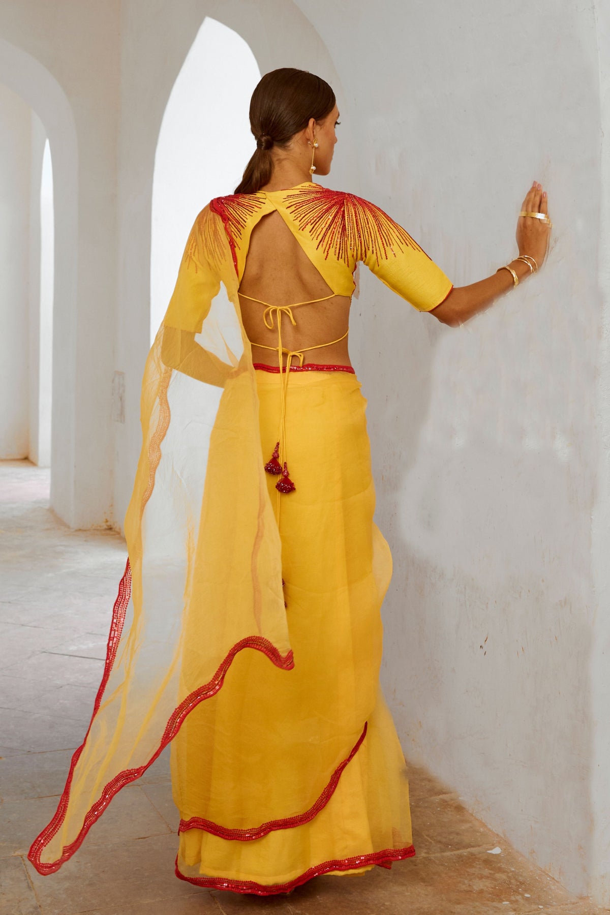 Daisy Yellow Mimosa Florgeous Saree Blouse