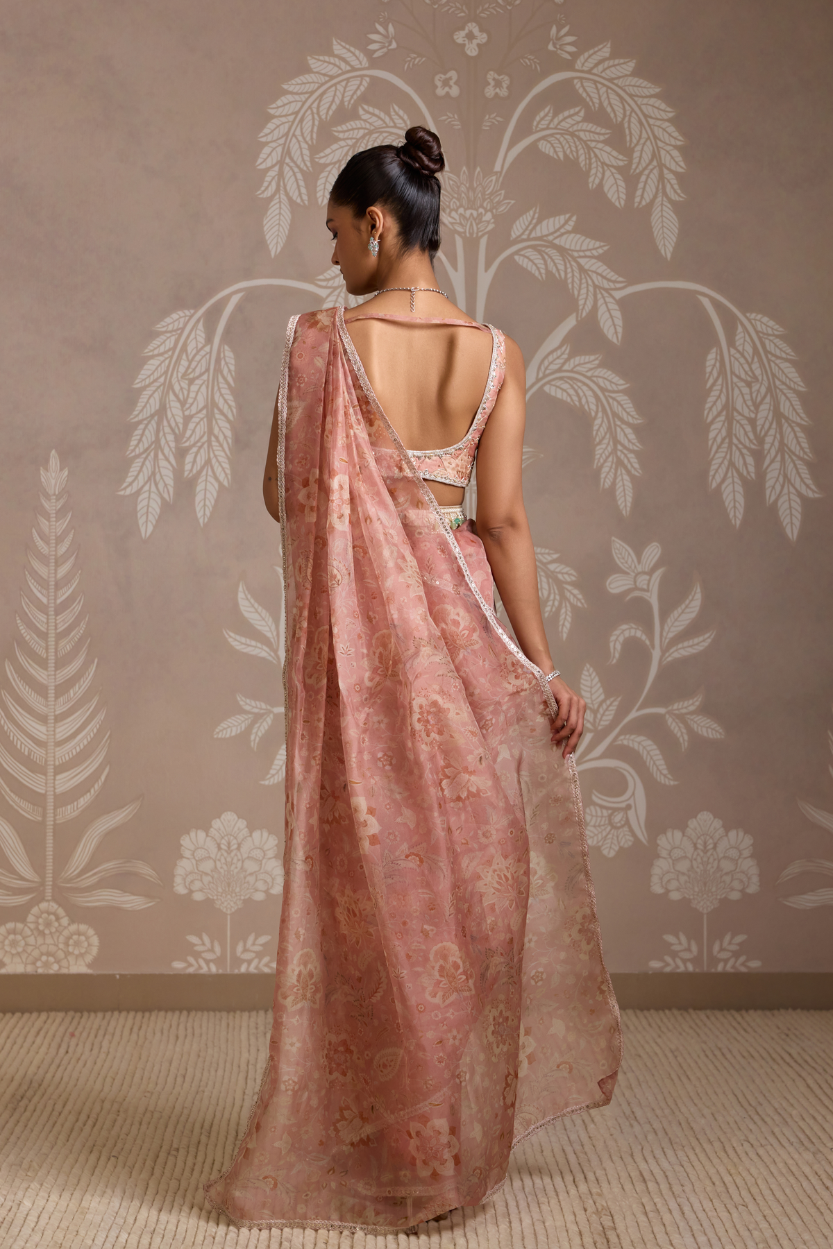 Coral Print Saree Set