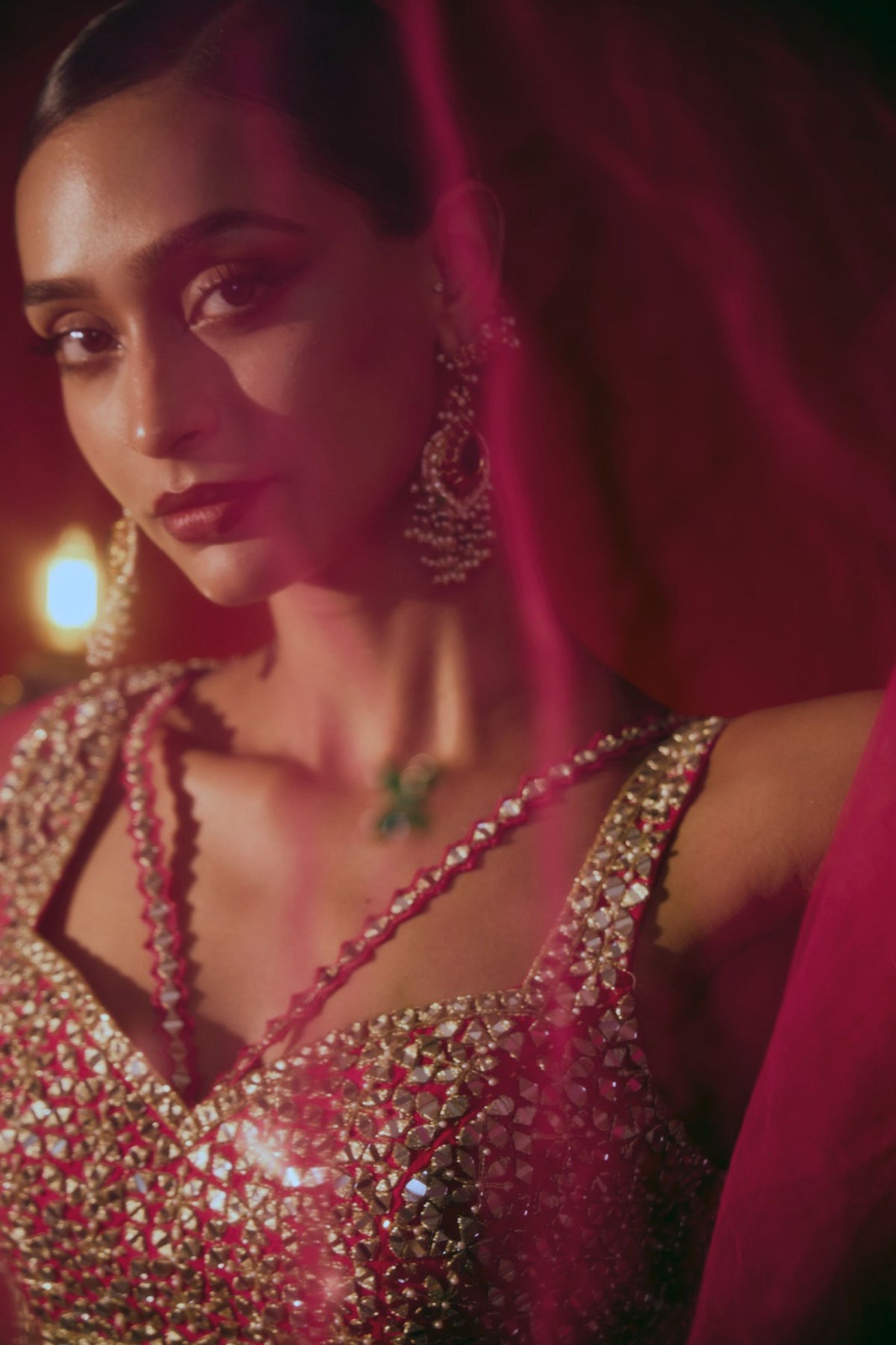 Mirror Scallop Pink  Lehenga Set