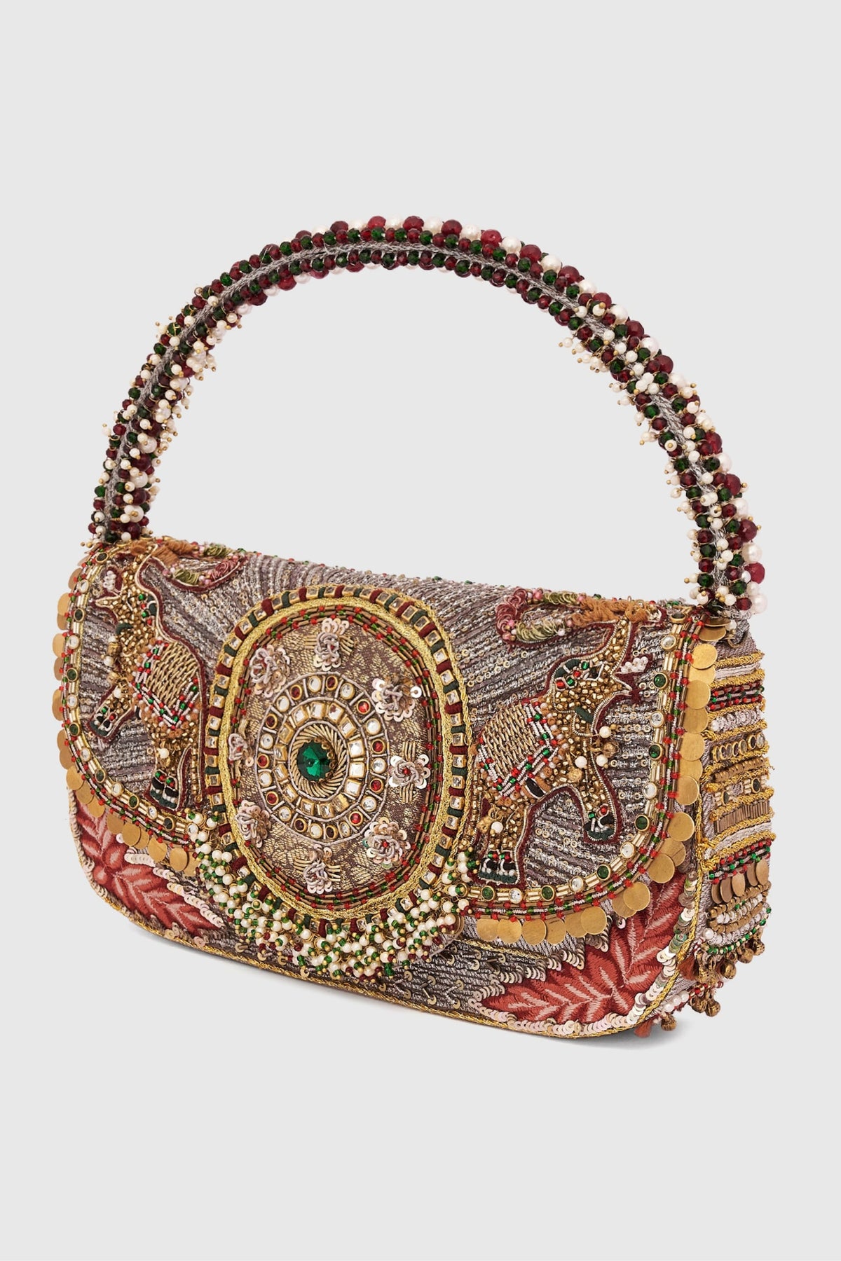 Gajah Flapover Silver Clutch