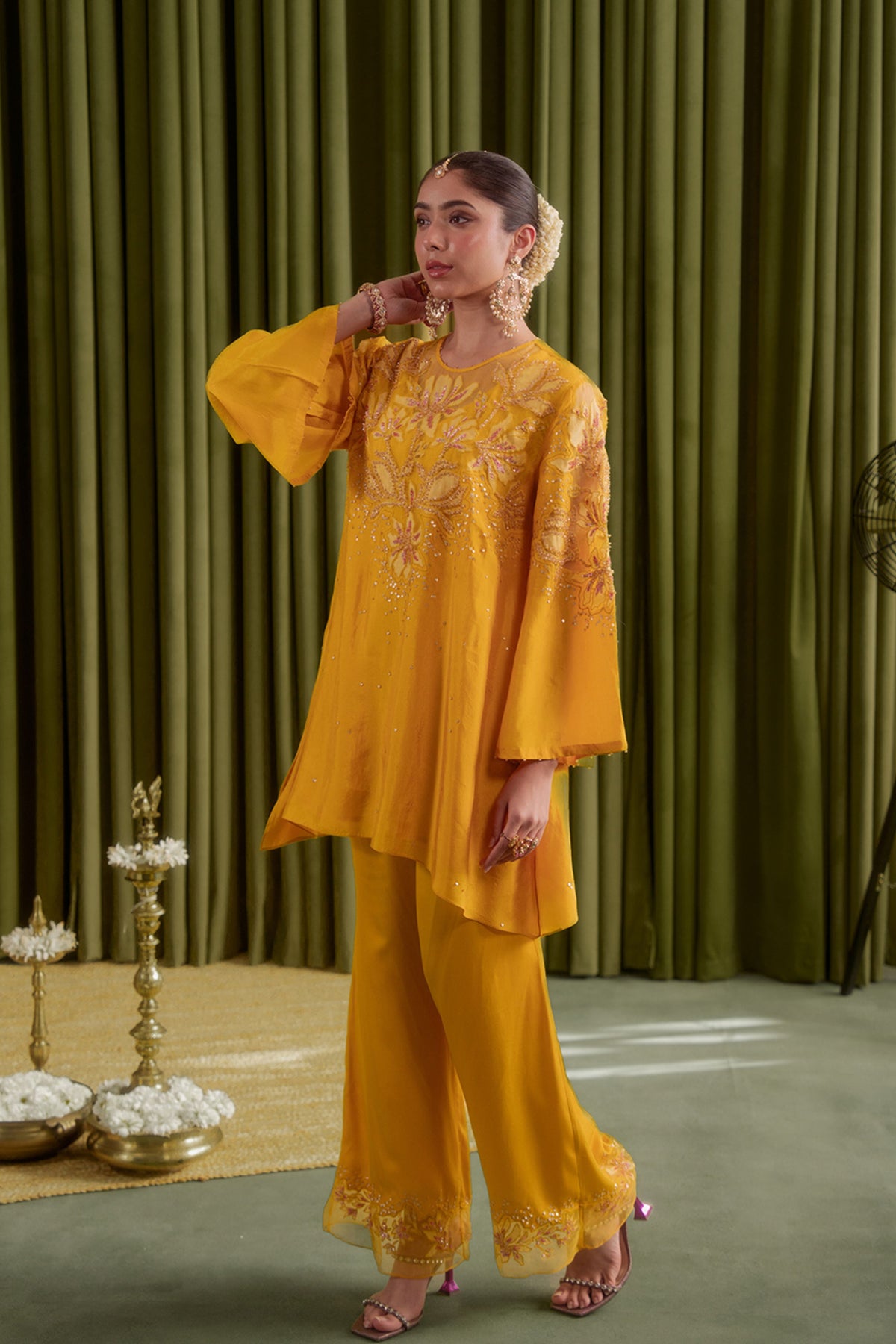 Golden Yellow Embroidered Kurta