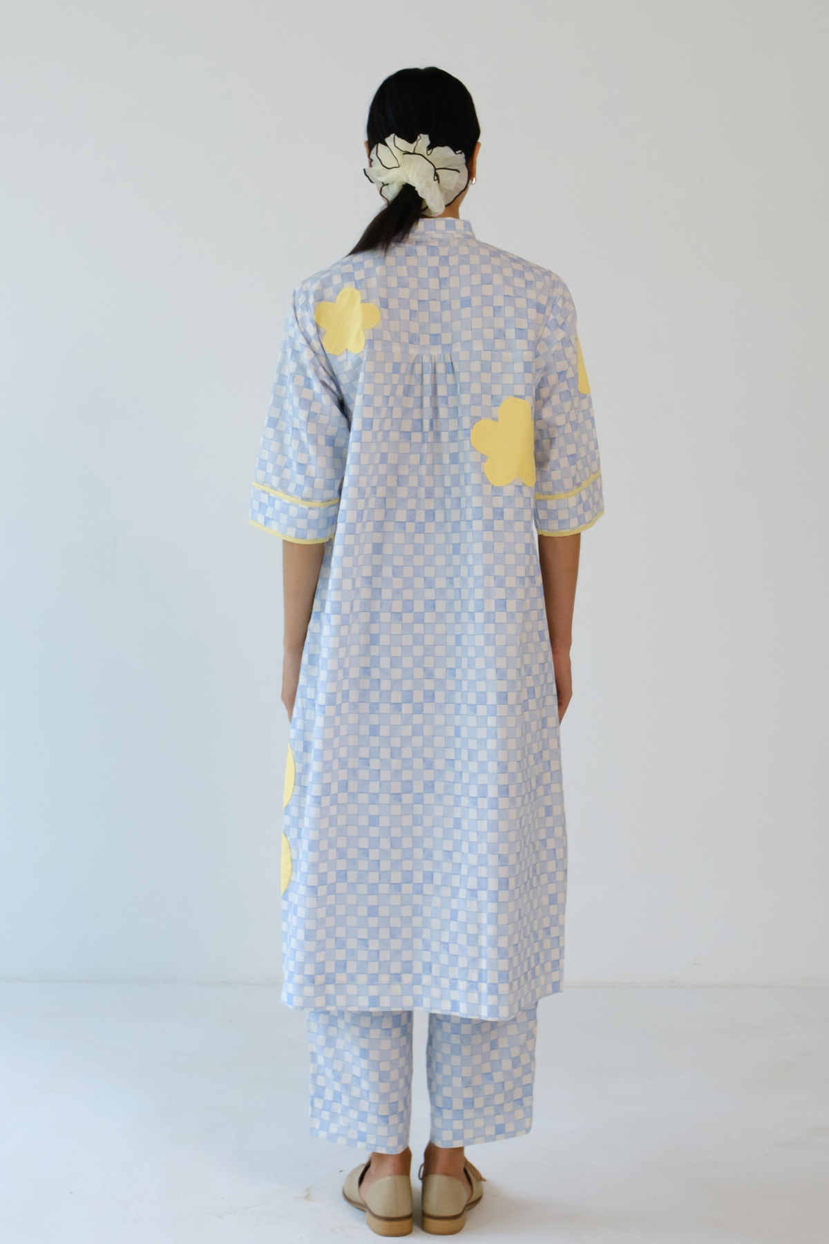 Blue Checks Applique Tunic Set
