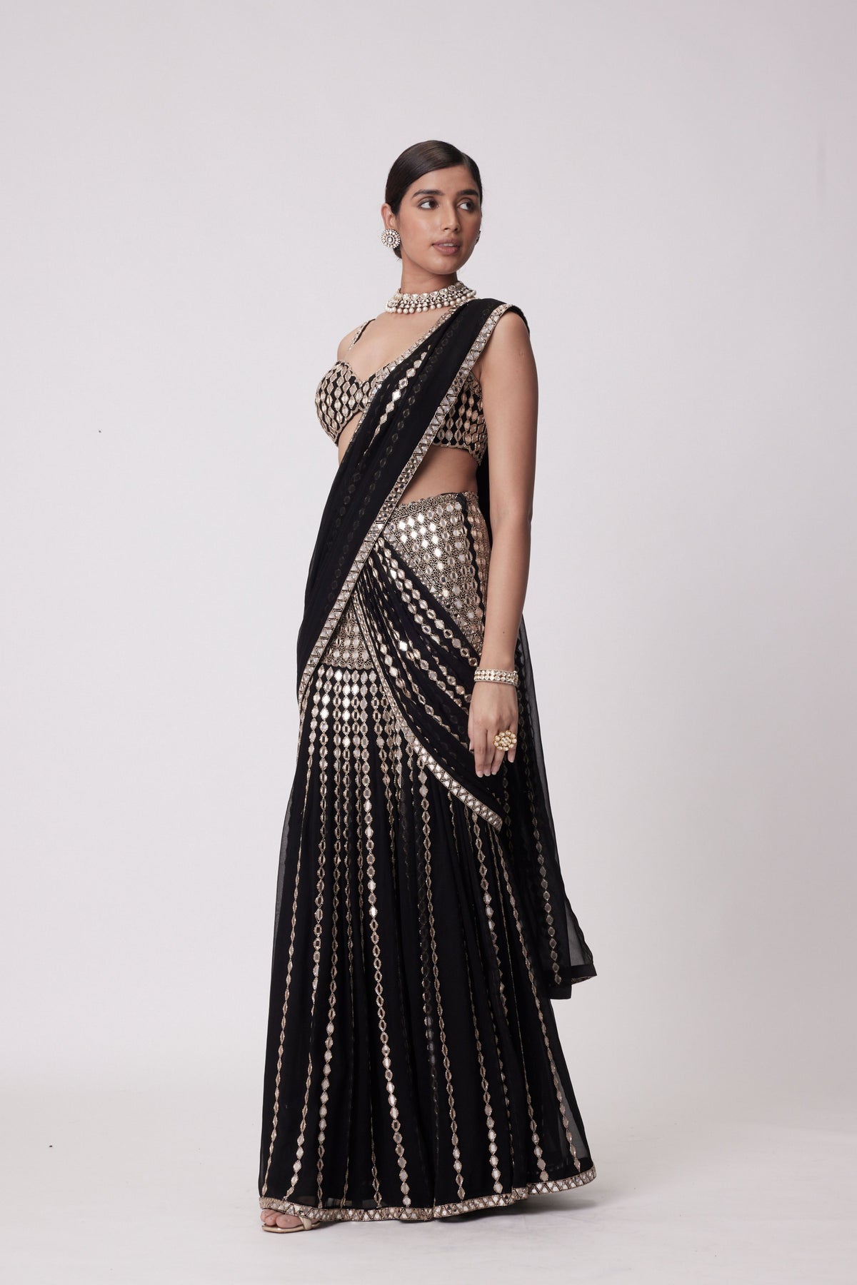 Black Saree Set