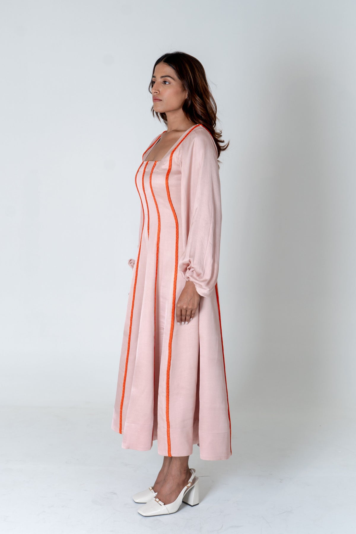 Pink Maxi Dress- Orange Braids