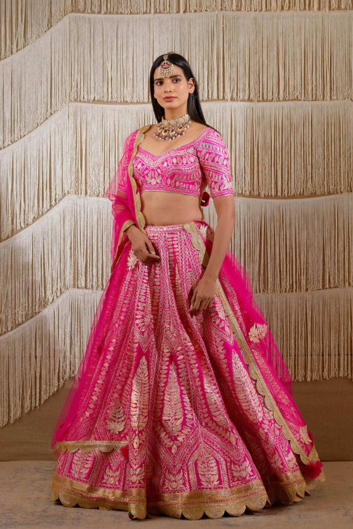 Pink gota embroidered lehenga set
