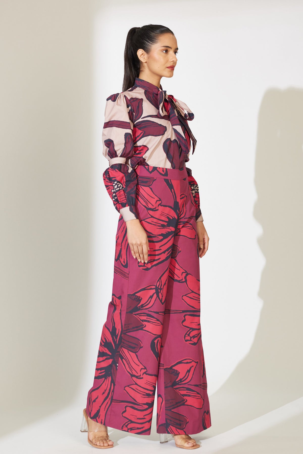 Red and Maroon Floral Pants