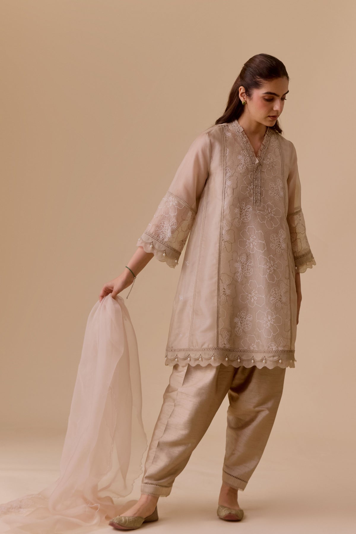 Farida Beige Kurta Set