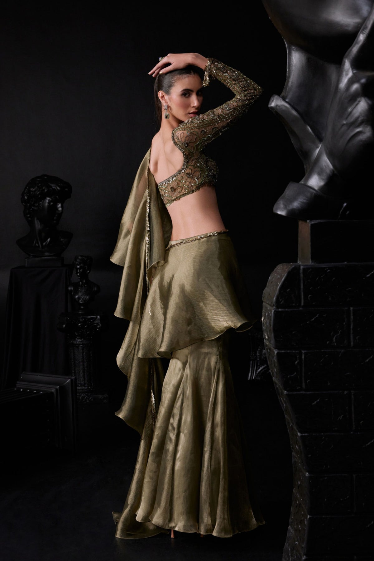 Antique Gold Draped Saree