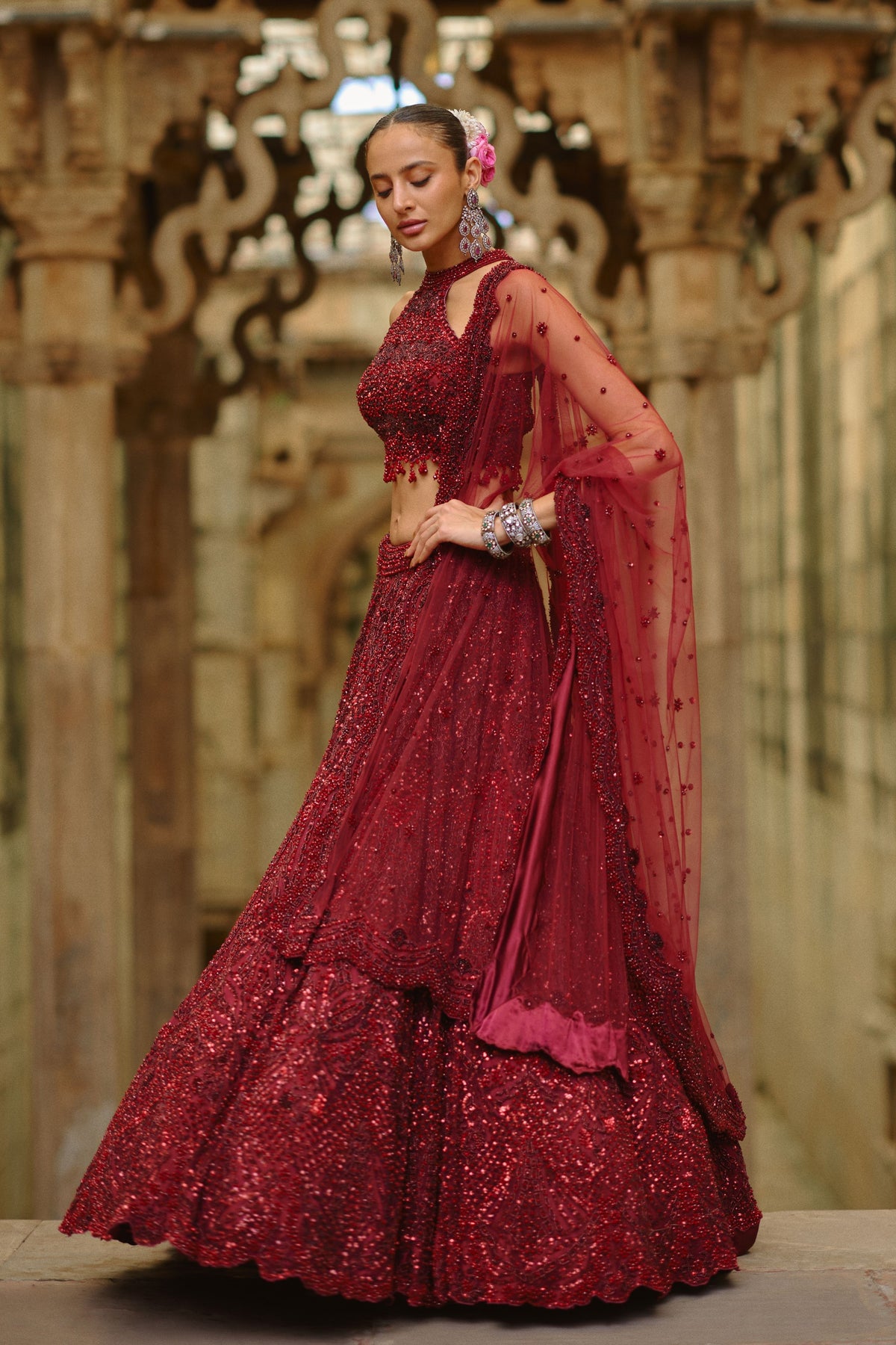 Burgundy Lehenga Set