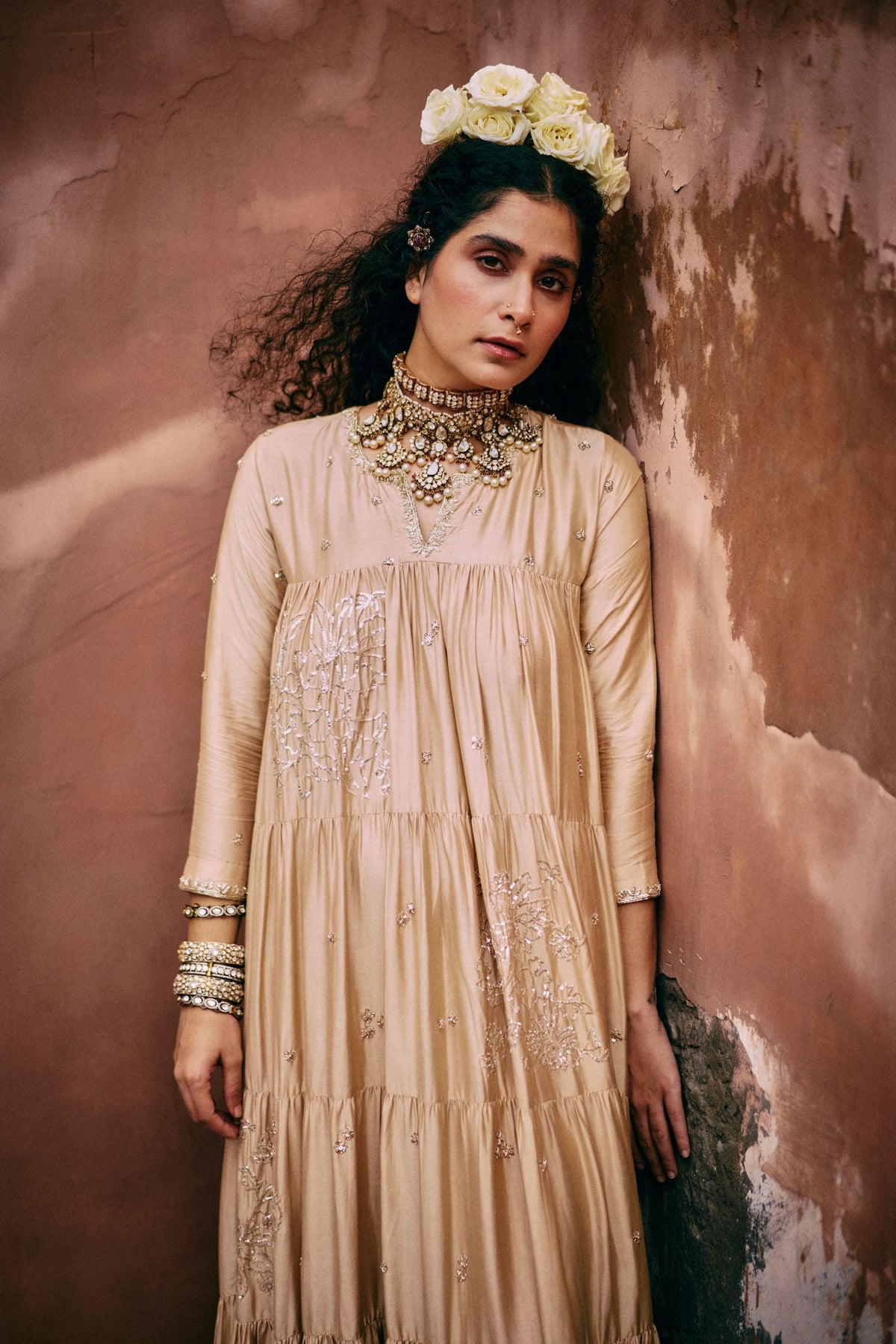 An Elegant Tiered Anarkali Set
