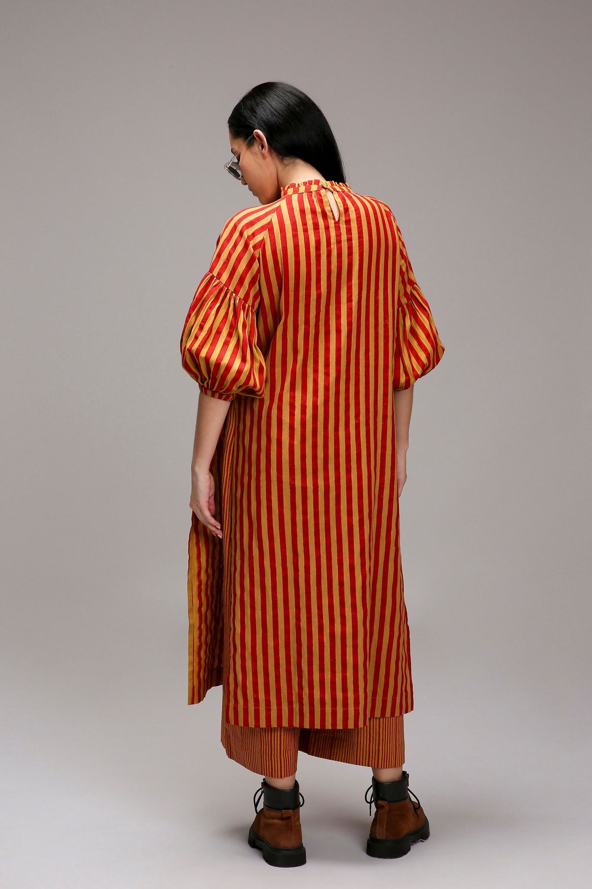 Tan-brown Red Striped Big Joker Tunic