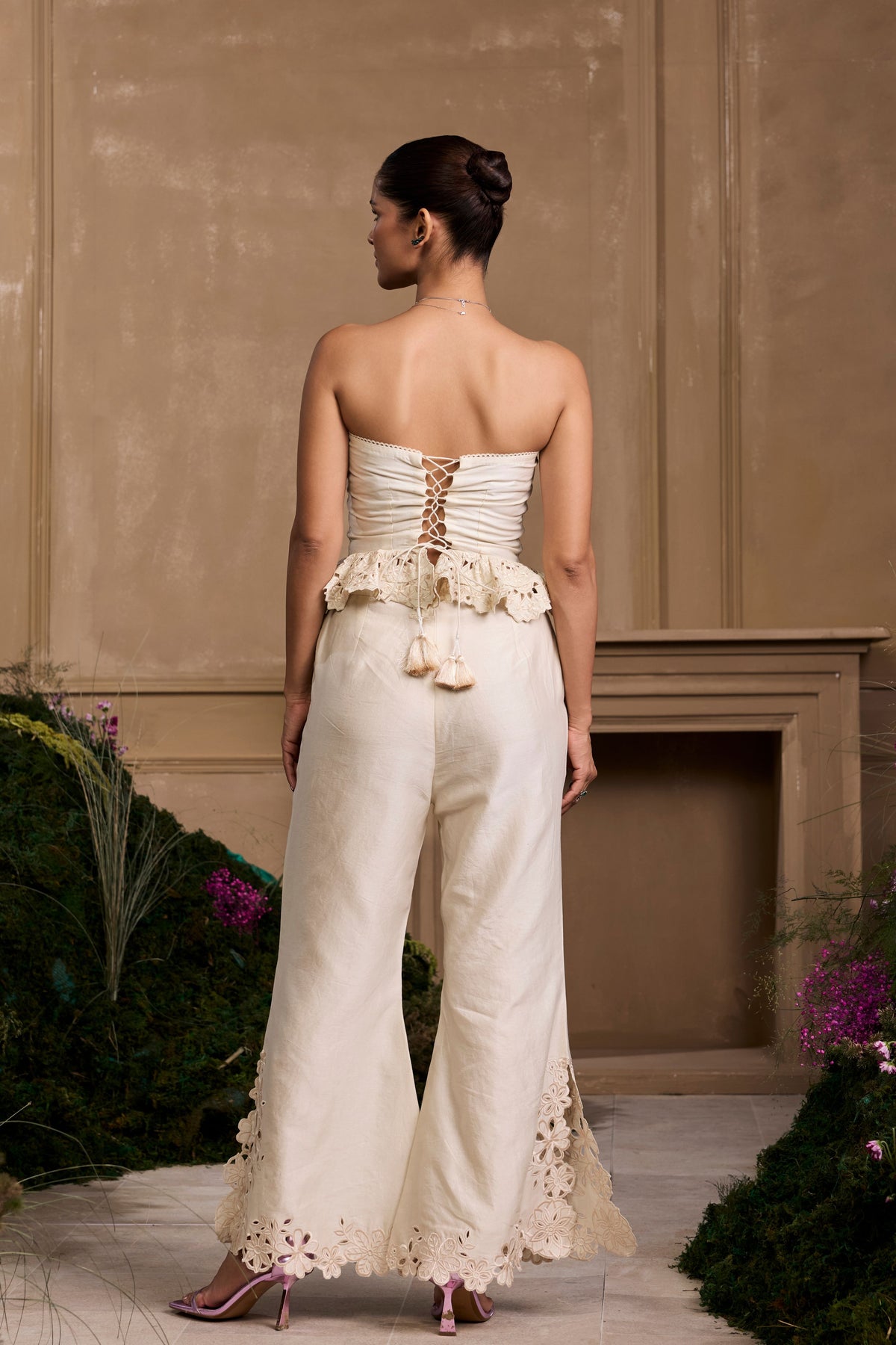 Ivory Smocked Ruffled Bustier