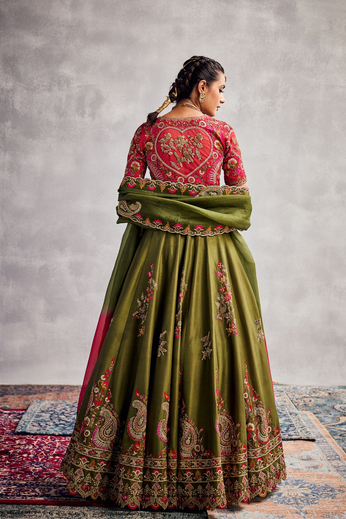 Woodbine Green Lehenga Set