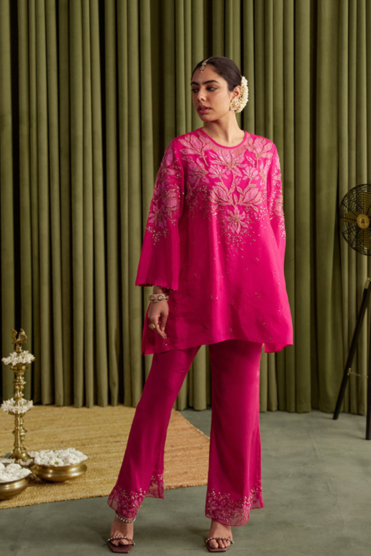 Hot Pink Embroidered Kurta
