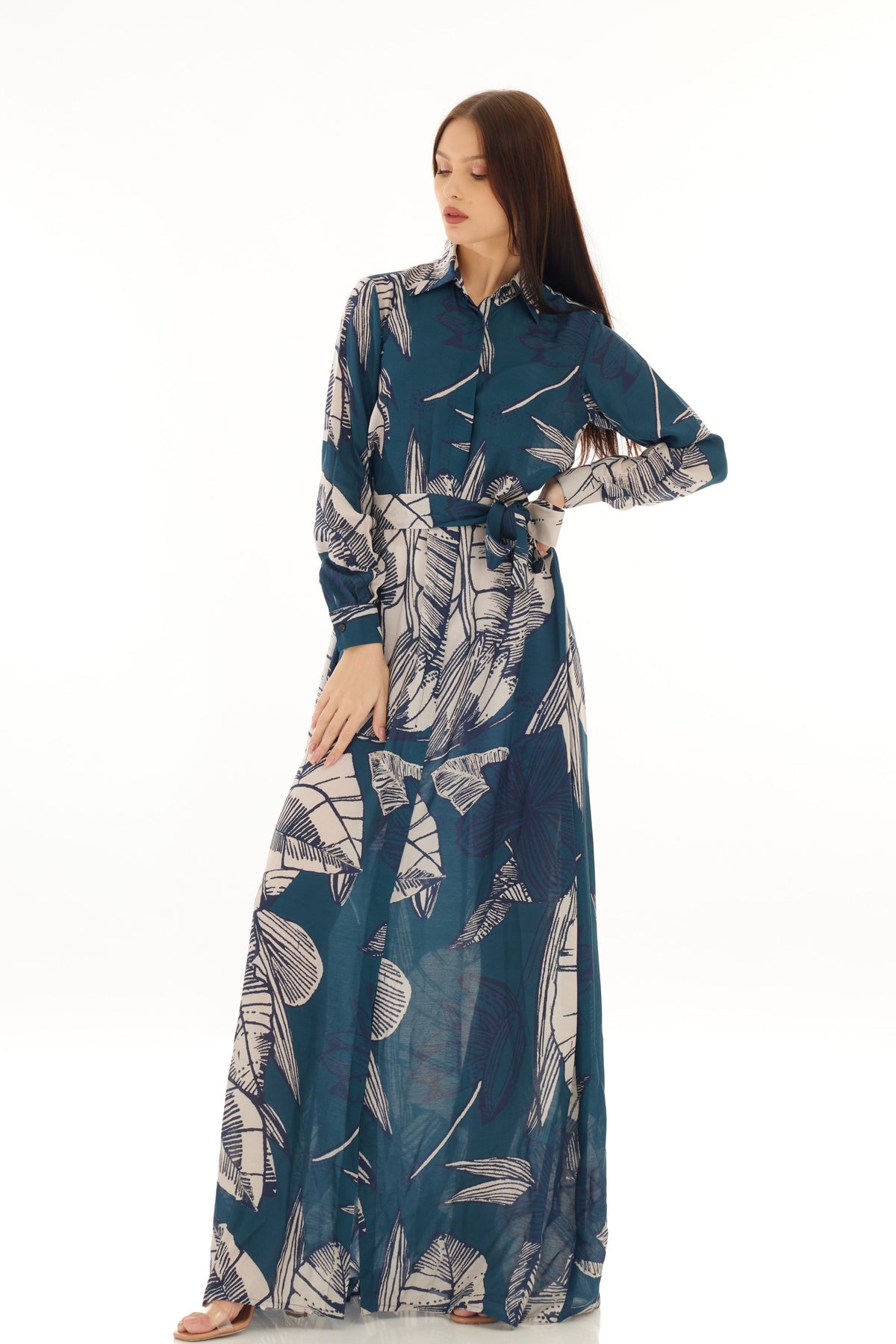 Blue and White Shirt Dress