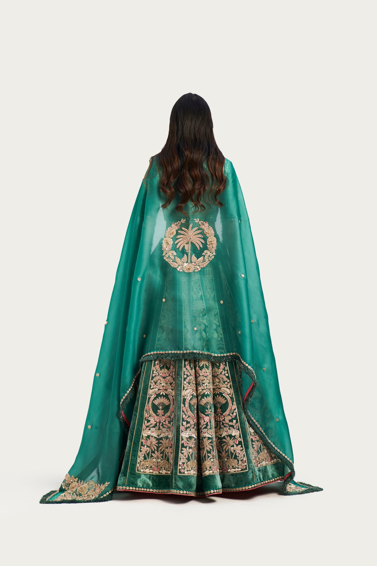 Jardin majorelle embroidered jade lehenga set