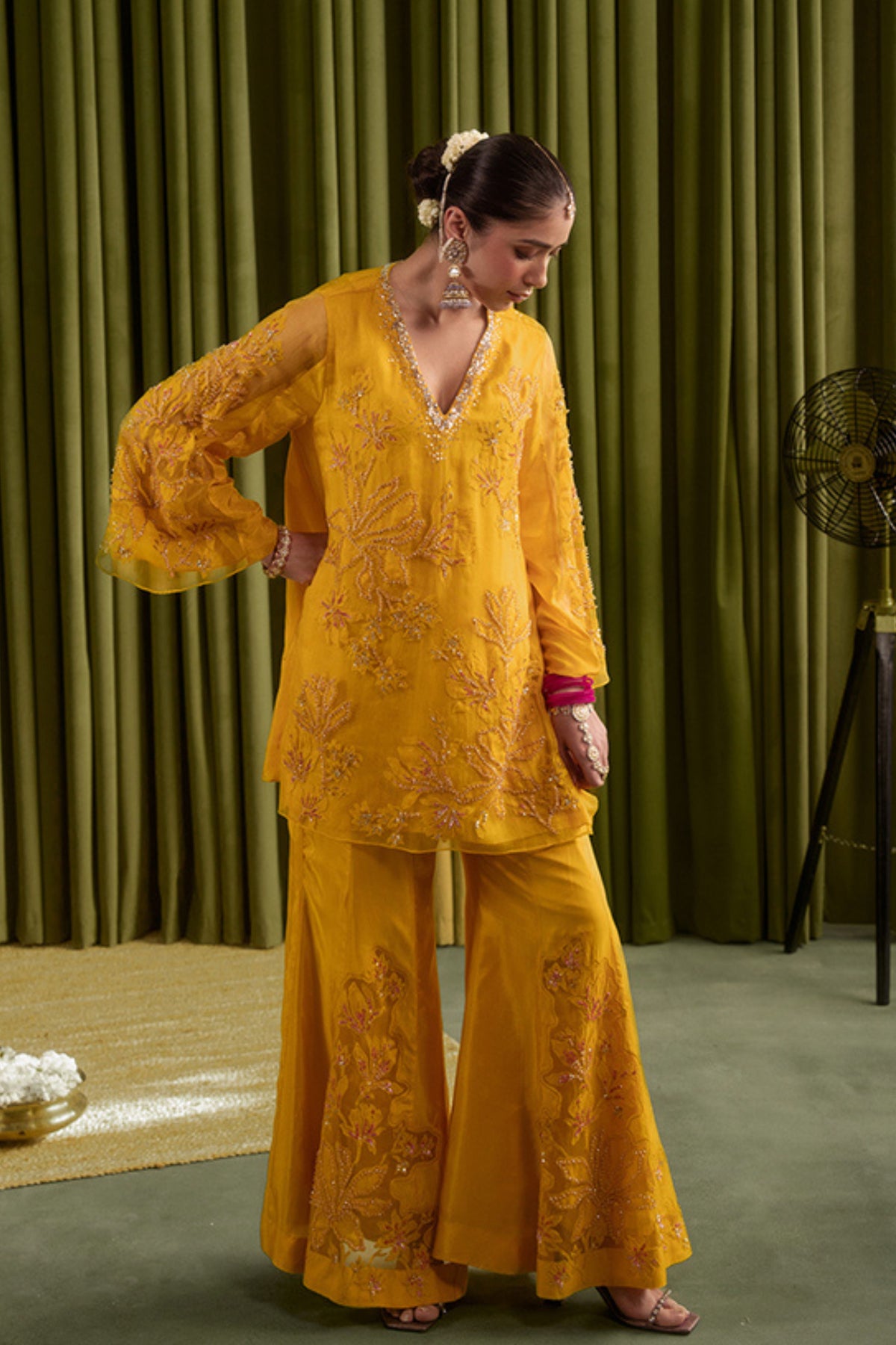 Golden Beige Sharara Set