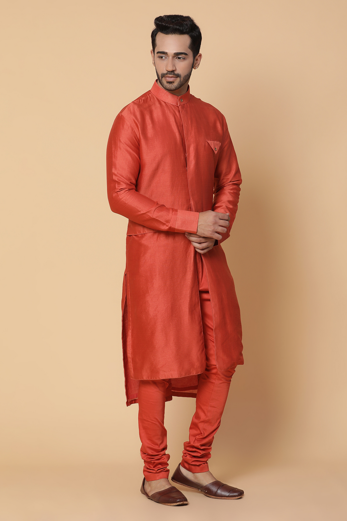 Rust flap kurta set