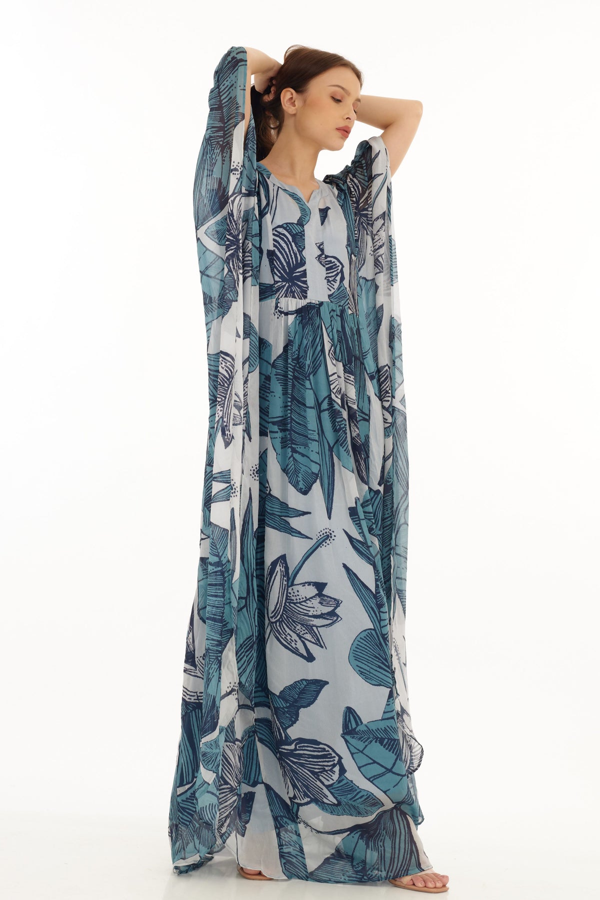 Blue and White Kaftan Dress