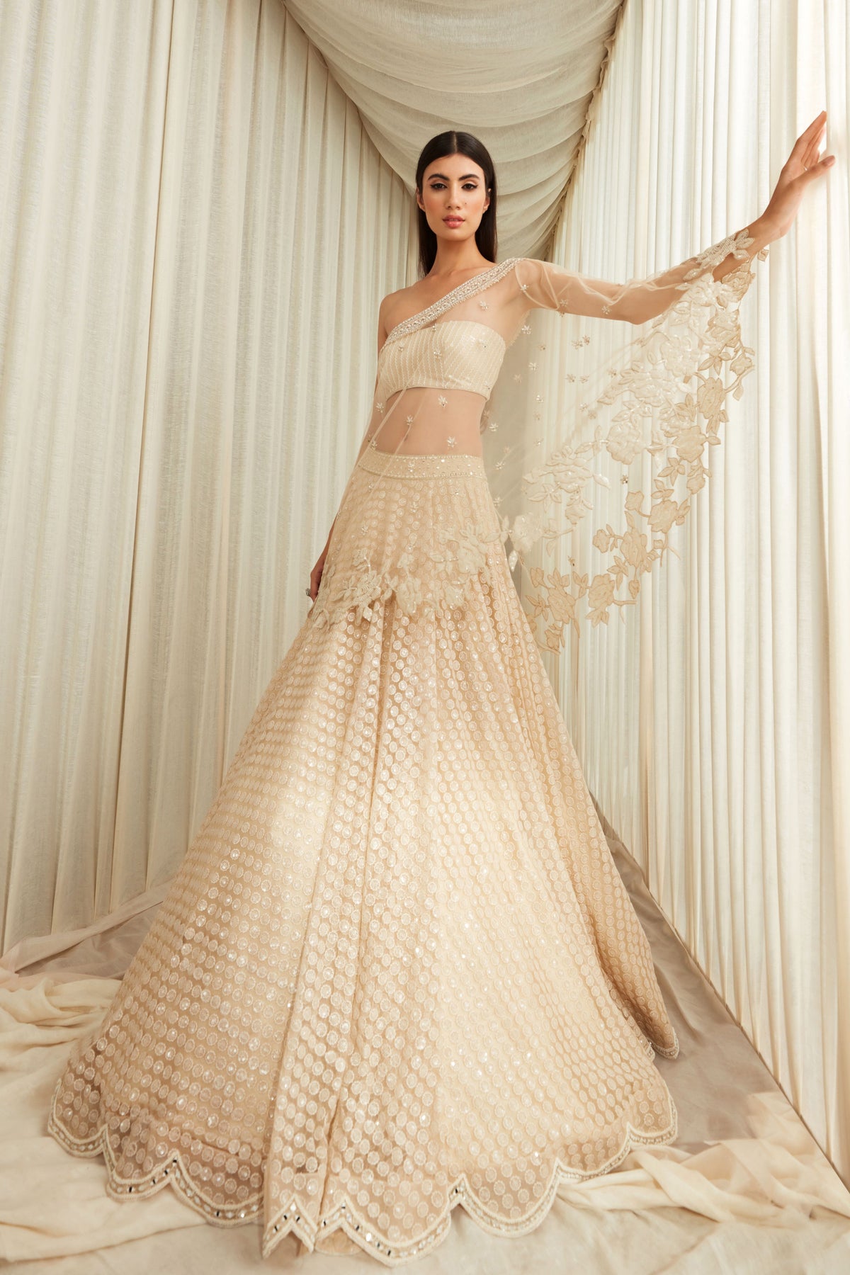 Almond Flora Sequin Lehenga Set