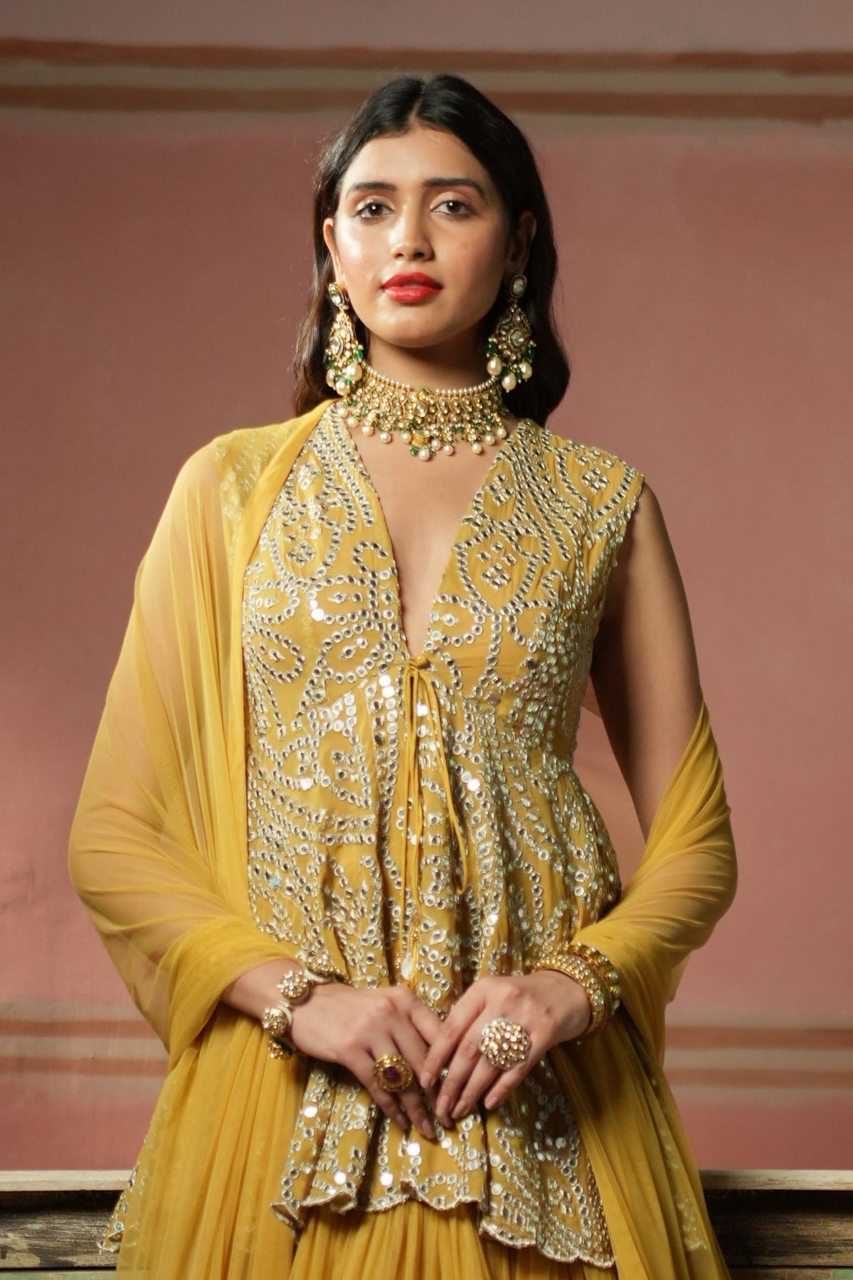 Mirrorwork High-low Lehanga Set