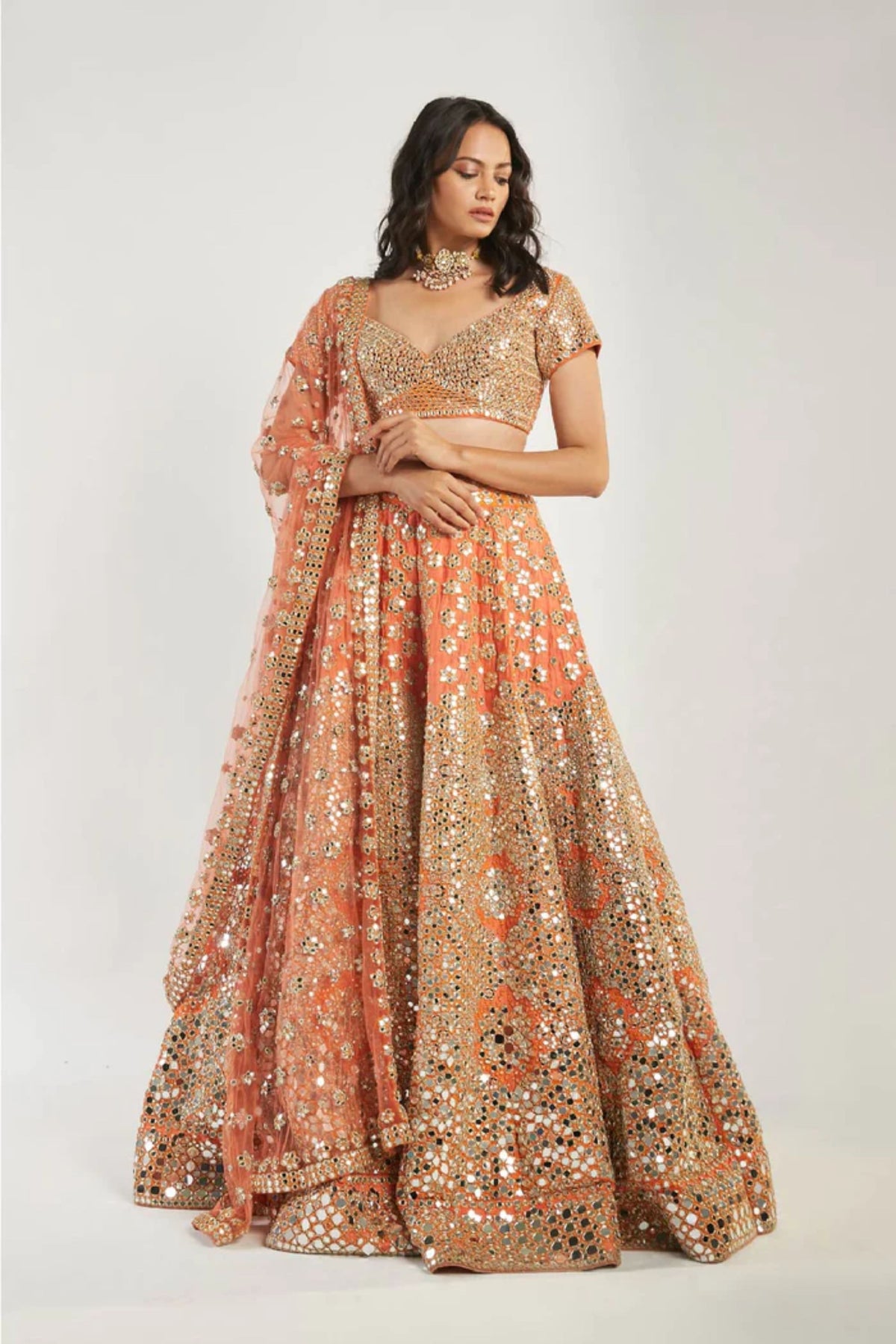 Orange lehenga set