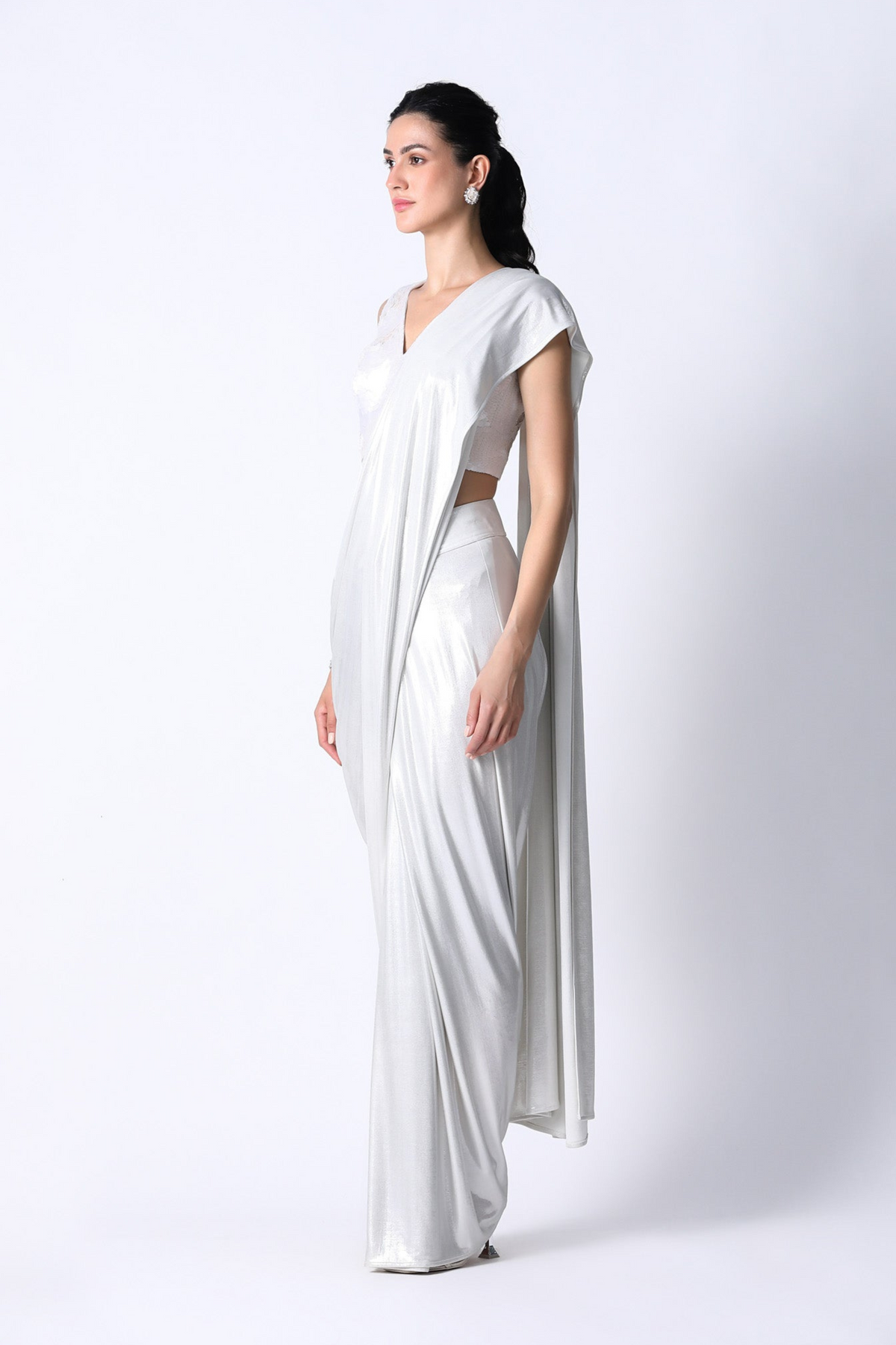 Aps Blouse With Waterfall Sari
