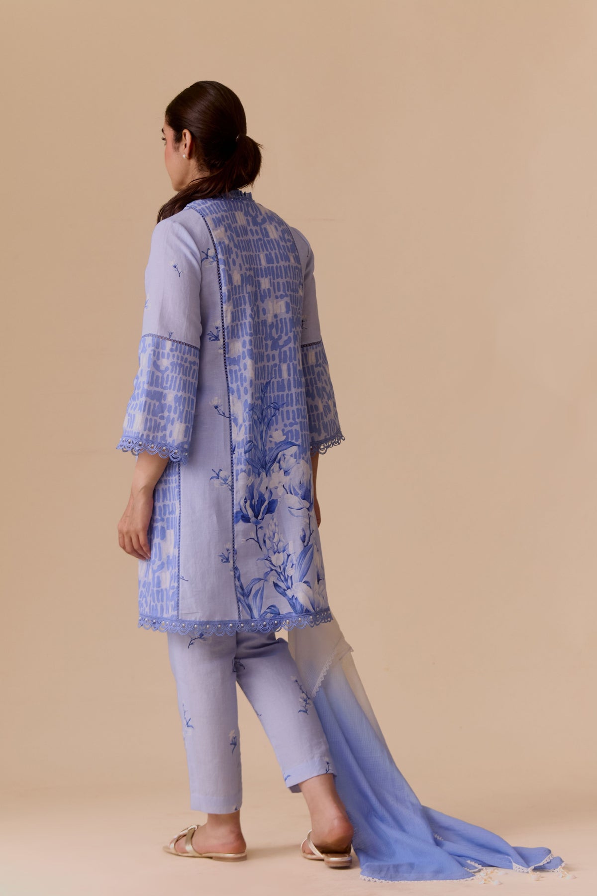 Farida Blue Print Kurta Set