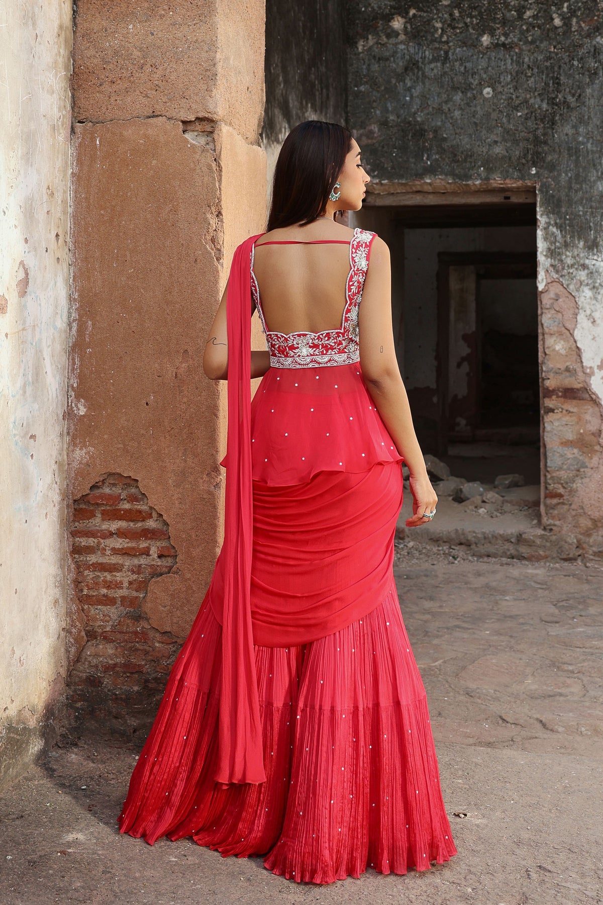 Nikhita Peplum Pre-Stitched Saree