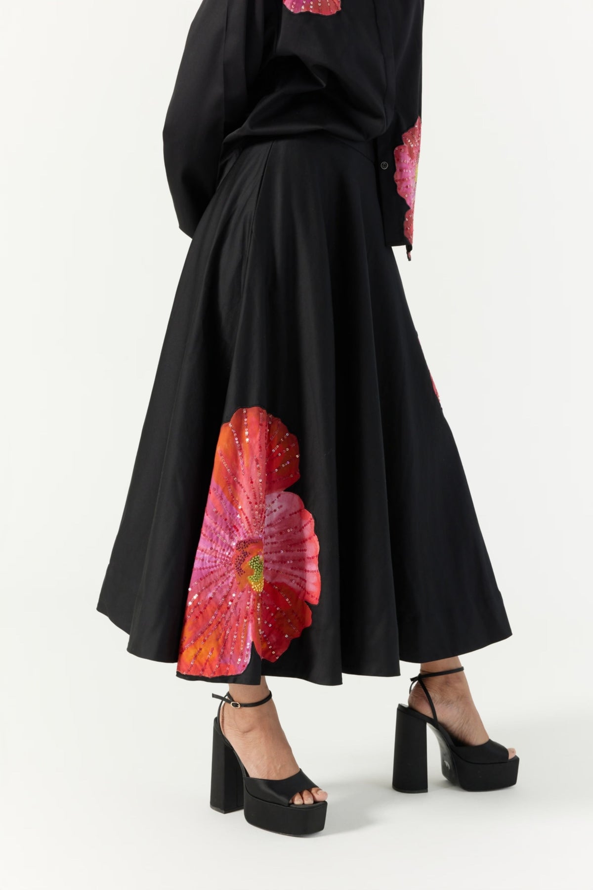Pansy Printed Hand Embellished Skirt