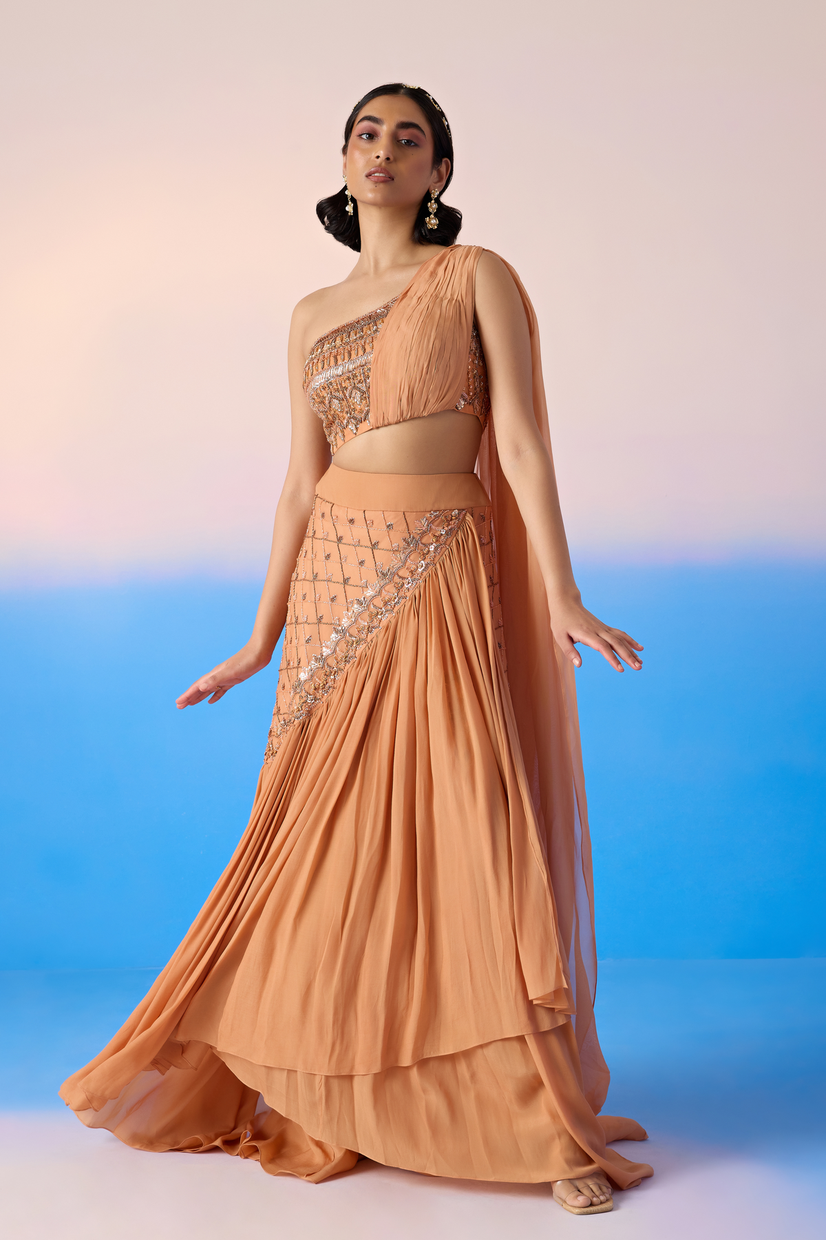 Salmon Skirt Set