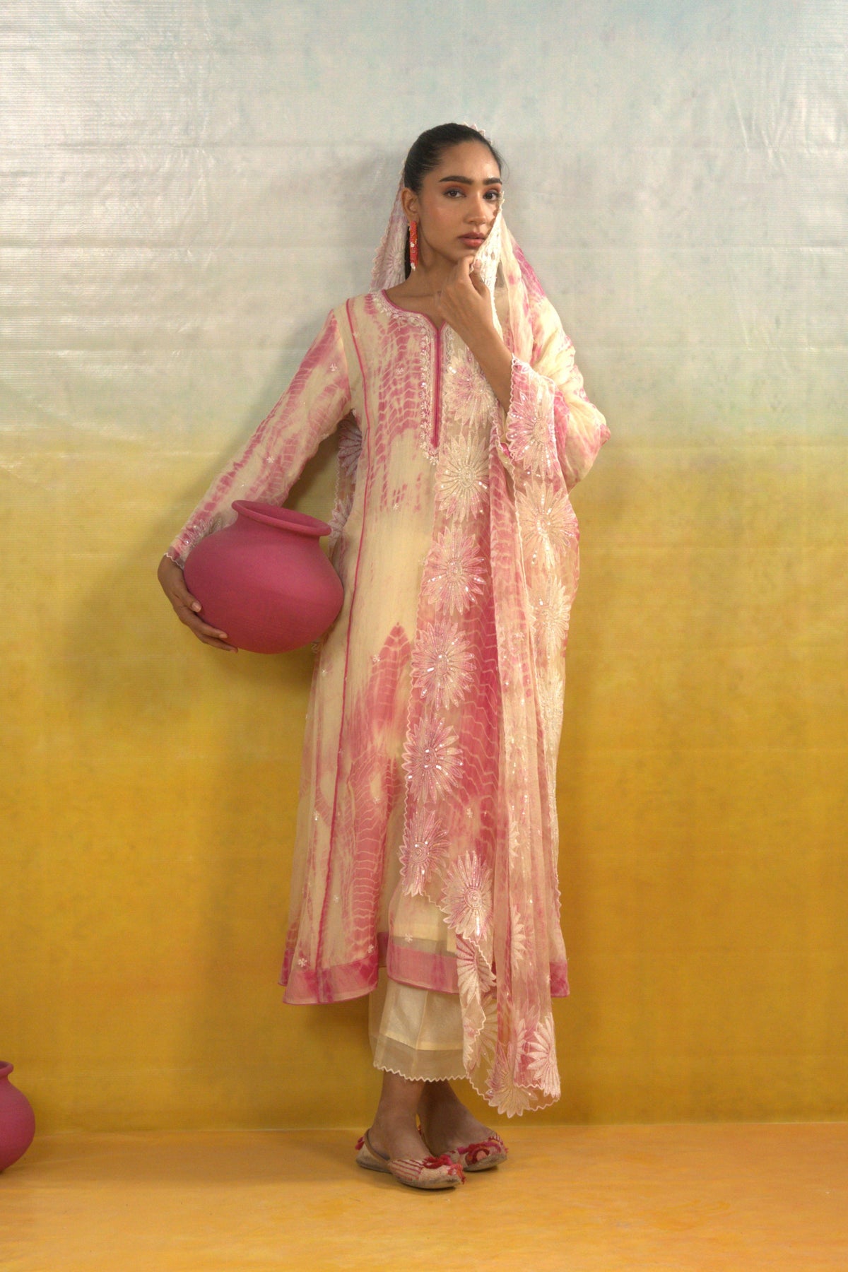 Tie & Dye Organza Anarkali Set