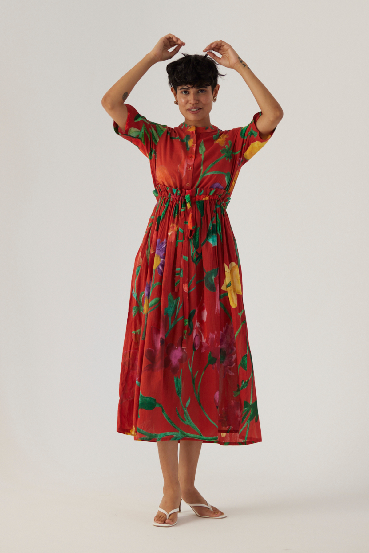 Red Gathered Dress