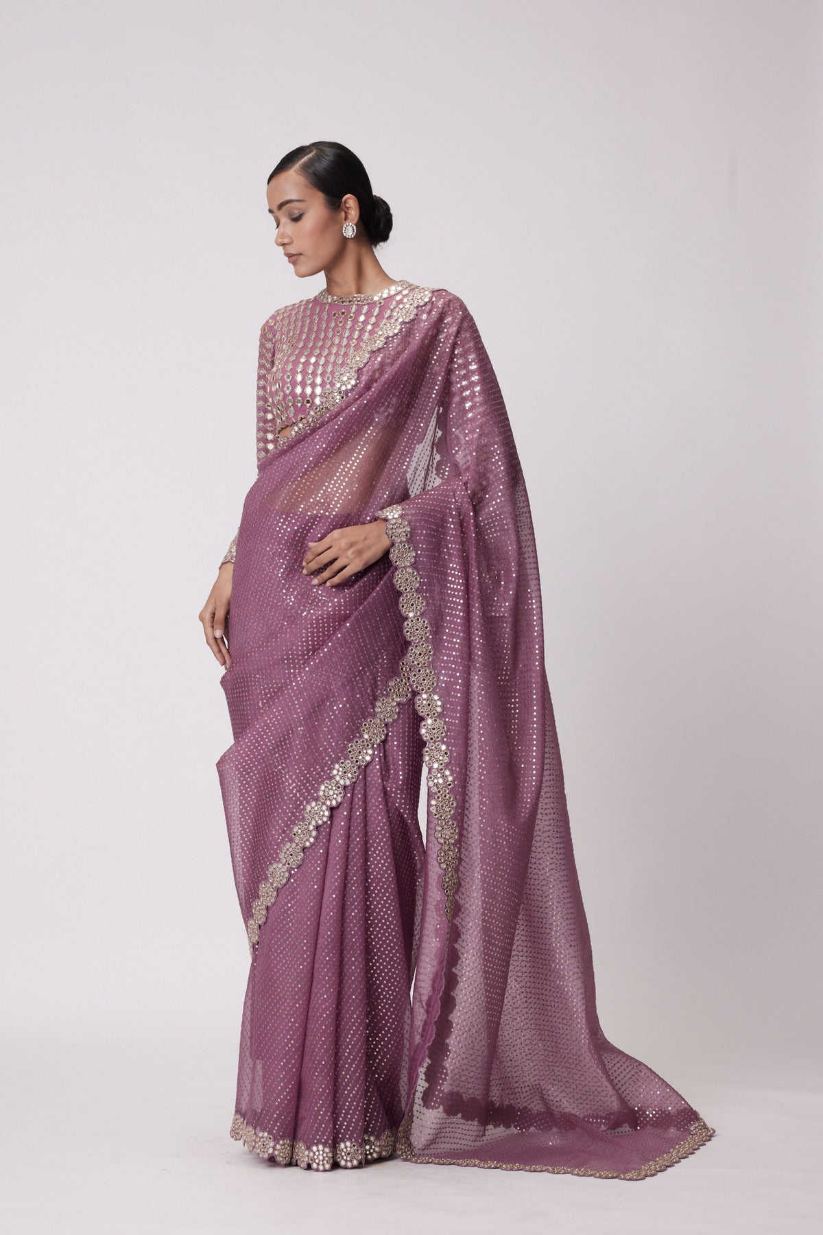 Mud Mauve Saree Set