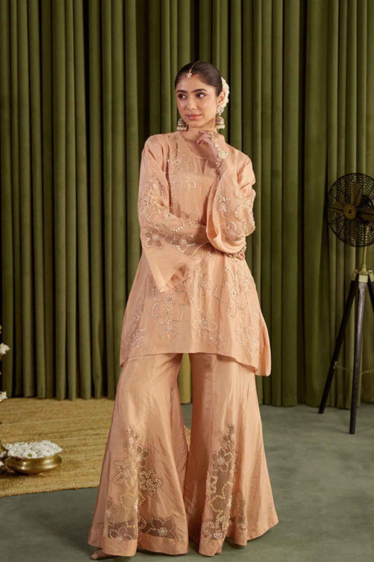 Gold Embroidered Sharara Set
