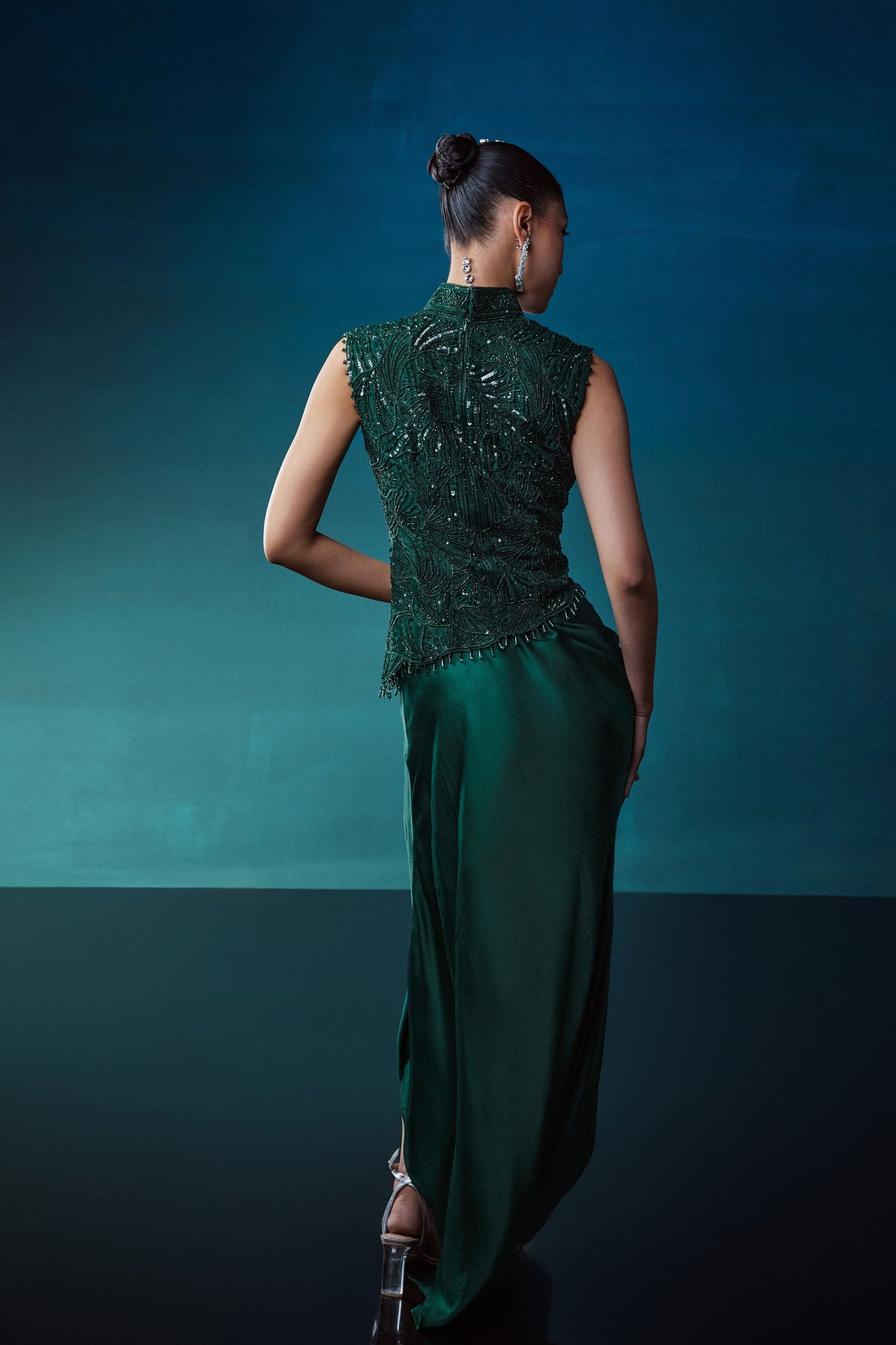 Emerald Top With Drape Skirt