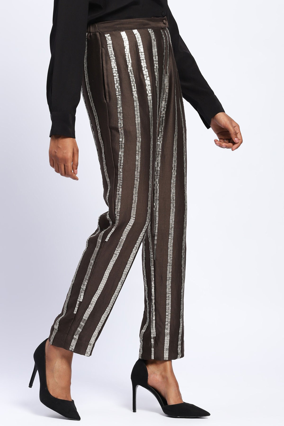 Sequin Windowpane Trouser