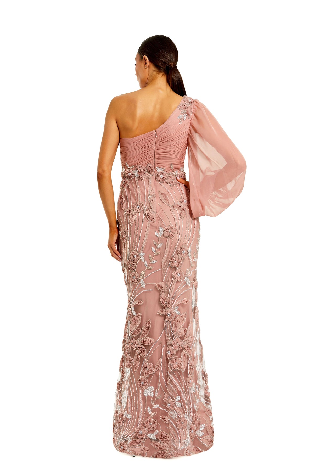 Pink Chiffon Embellished Gown