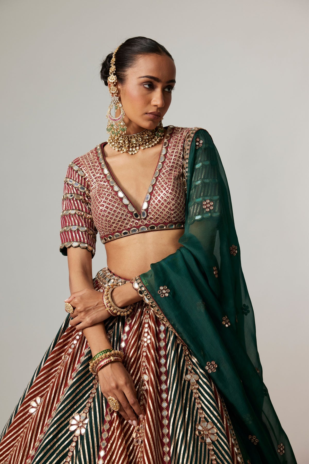 Cranberry Multicolor Lehenga Set