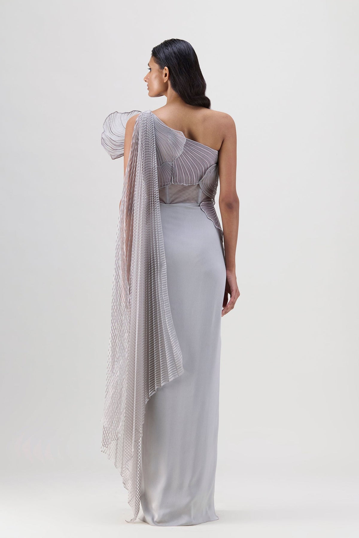 Steel Corded Coral Saree