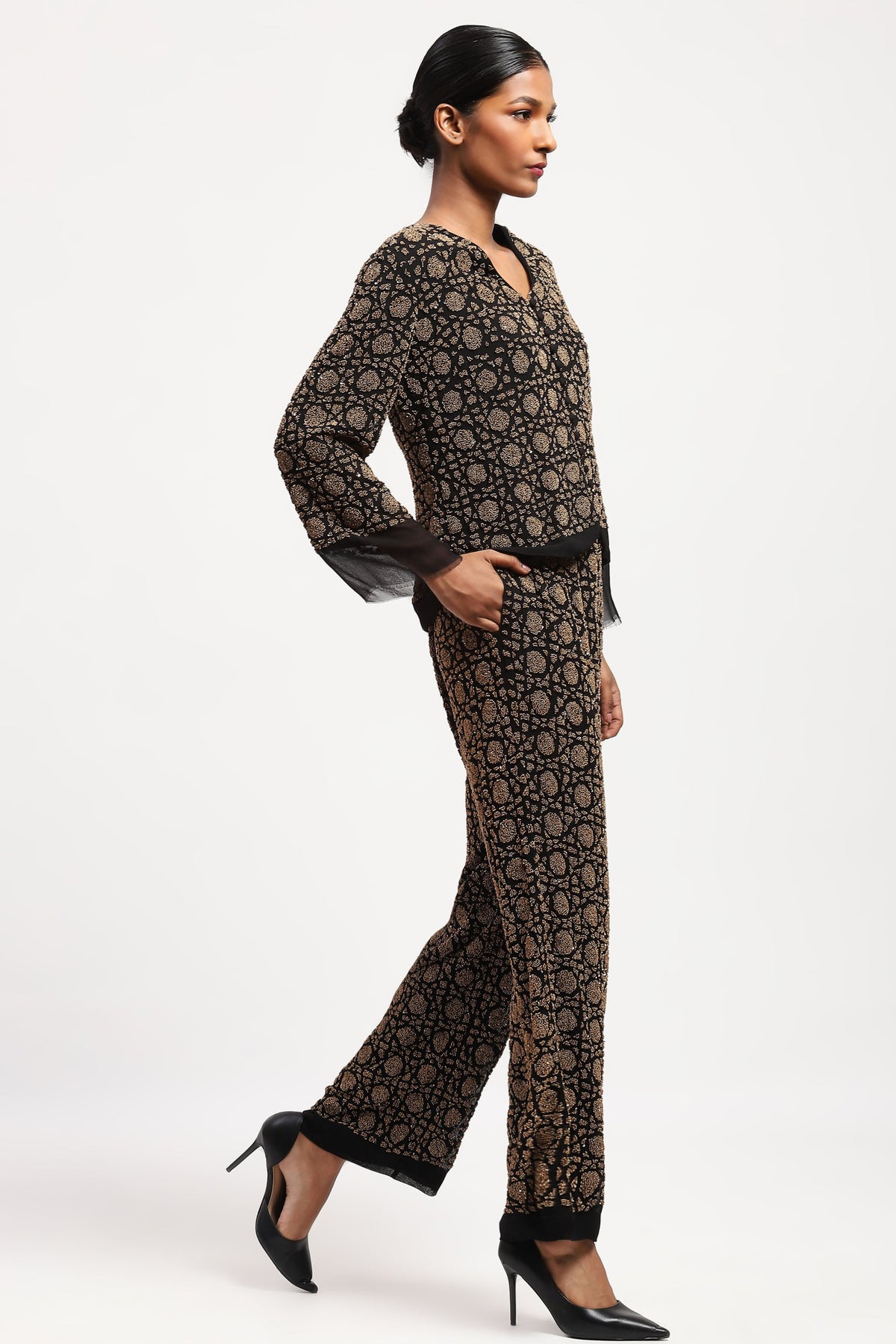 Embellished Wicker Pattern Jacket