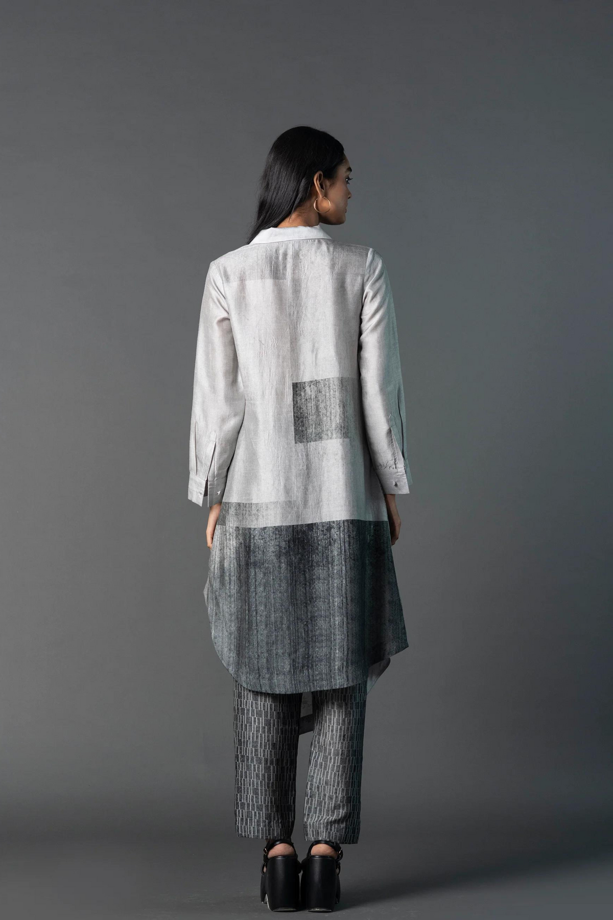 Black Silver Assymetric Tunic Set