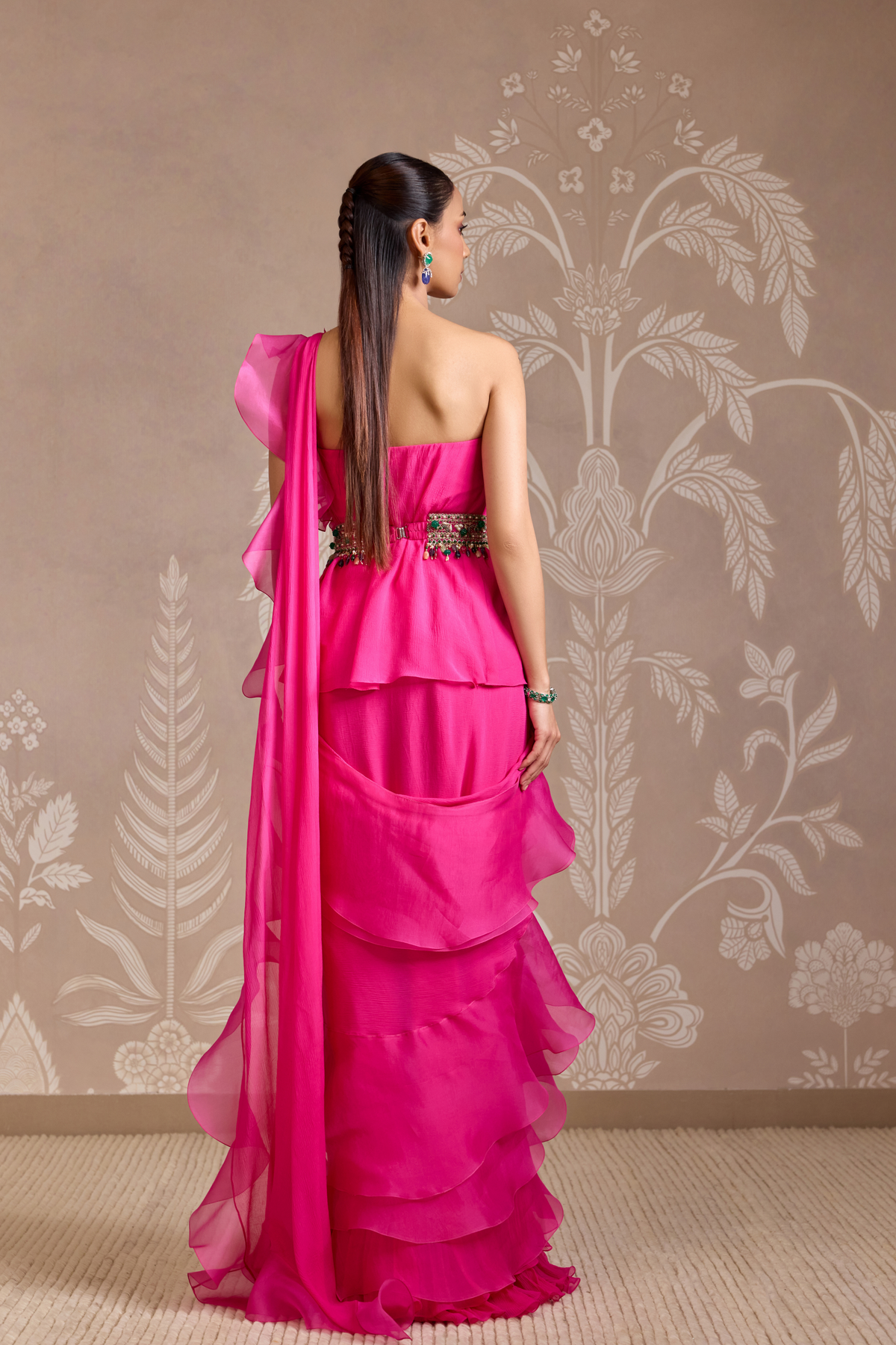 Bright Fucshia Drape Gown