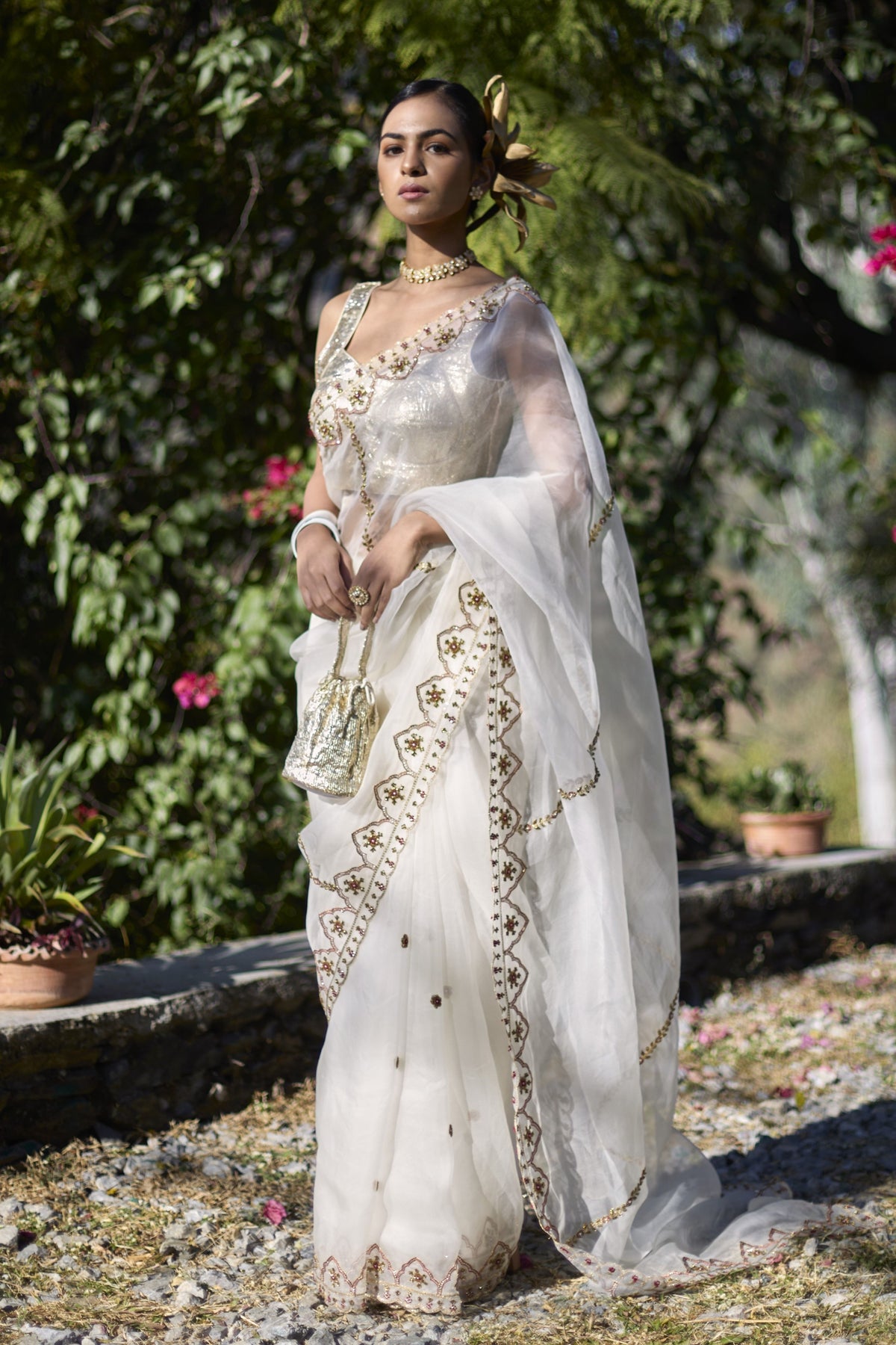 Mehafil Ivory Saree Set