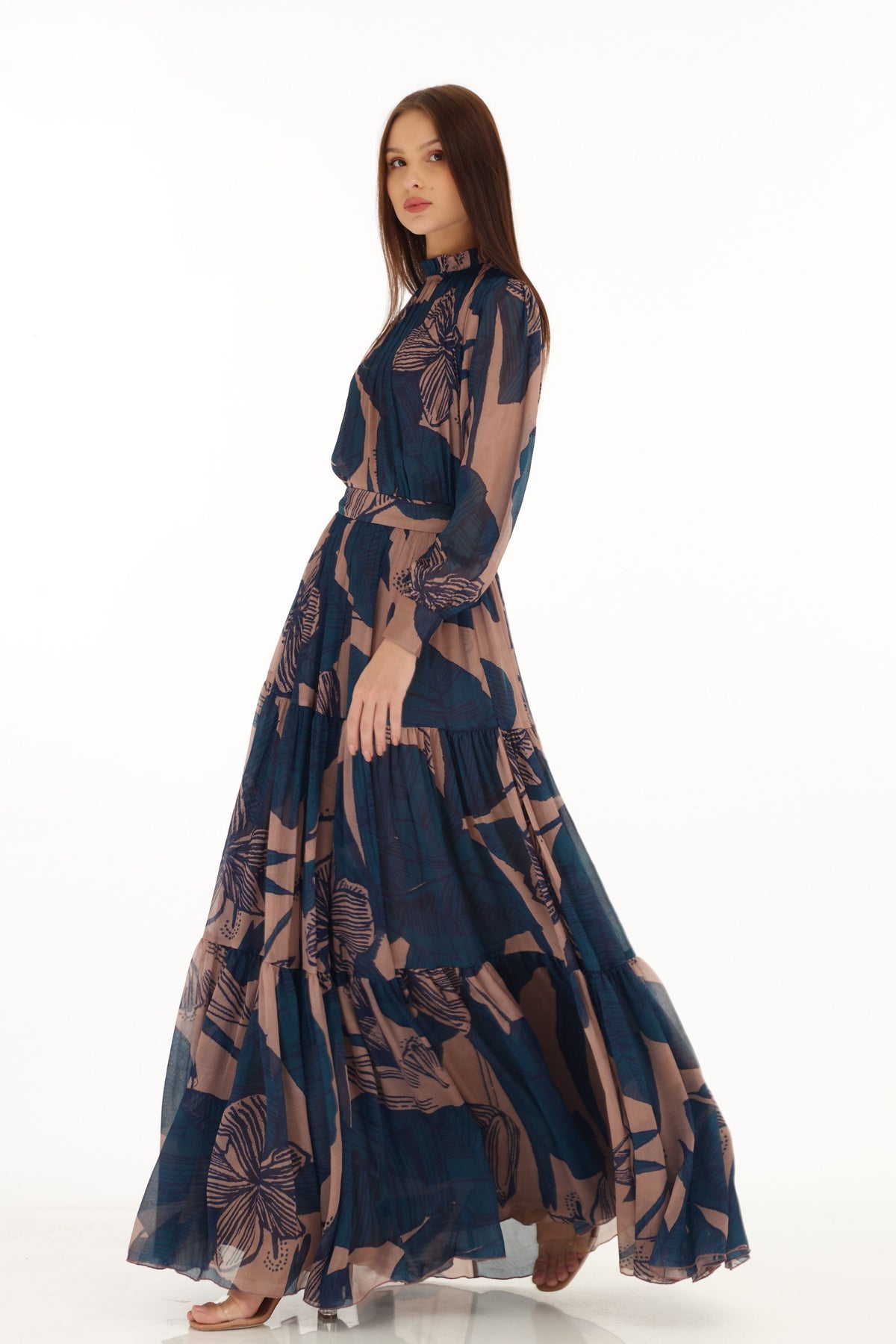 Orange and Blue Floral Skirt