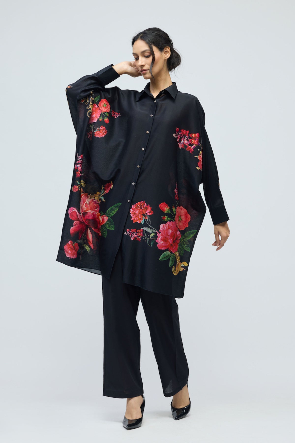 Floral Printed Chanderi Tunic
