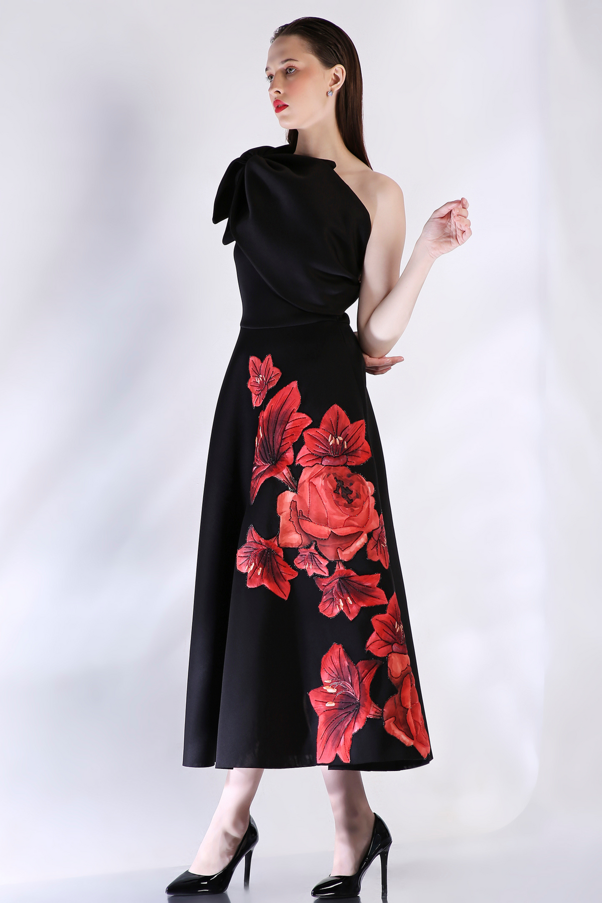 Red Floral Embroidery Dress