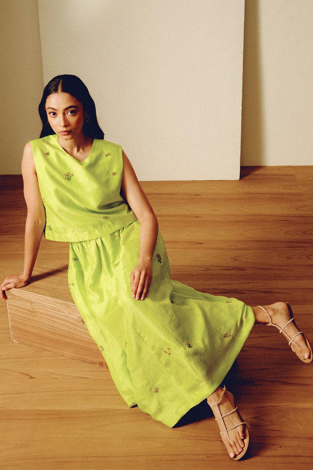 Clara Green Skirt Set