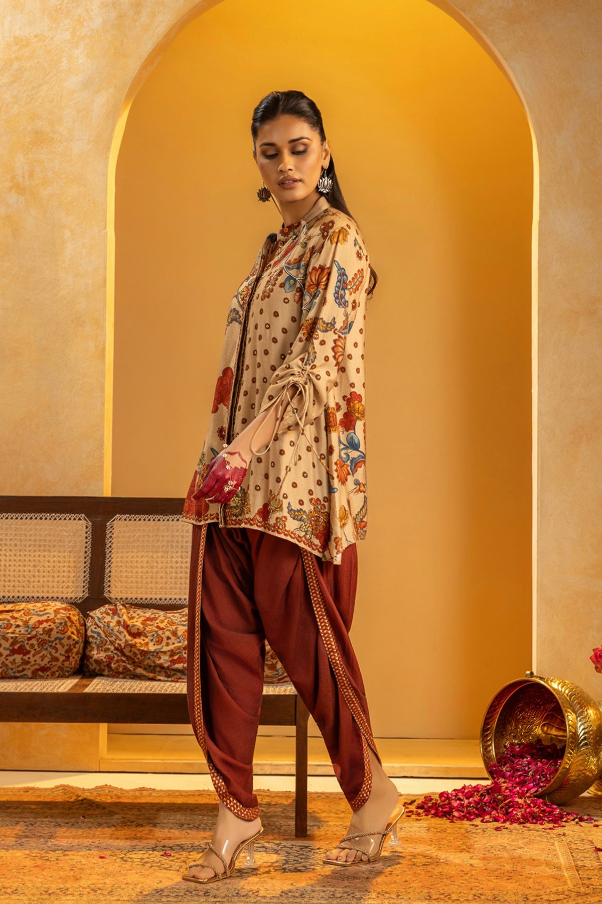 Beige Rangtara Embellished  Kurta Set